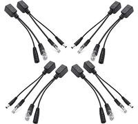 CTXSumTec 4 paires d'injecteurs et répartiteurs PoE passifs avec connecteur adaptateur CPL 5,5x2,1 mm pour caméra de sécurité IP réseau 10/100Mbps