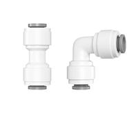 Ctyjia 2 Pièces Connecteur de Tuyau, Connecteur Droit de 1/4", 1/4" Coude à Connexion Rapide, Accessoires De Filtre à Eau RO, pour Réfrigérateur Tuyau