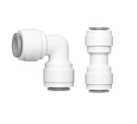Ctyjia 2 Pièces Connecteur de Tuyau, Connecteur Droit de 3/8", 3/8" Coude à Connexion Rapide, Accessoires De Filtre à Eau RO, pour Réfrigérateur Tuyau