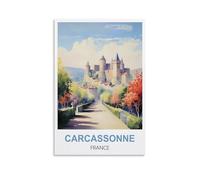 CTZIKWW Carcassonne France Affiche de voyage vintage 40 x 60 cm