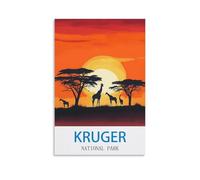 CTZIKWW Kruger National Park Afrique du Sud Affiche de voyage vintage 40 x 60 cm Impression sur toile Art mural