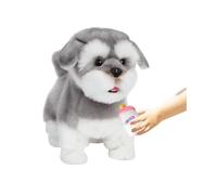 CU-MATE Jouet électronique interactif en peluche pour chien ou chat avec motif de schnauzer électrique qui marche, aboie, queue qui remue, parle