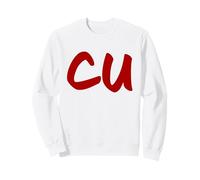 CU Te Funny Cute Couples & Family Matching Red Minimal Text Sweatshirt