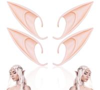 Cuackamily 2 Paires Oreille Elfe, Oreilles en Latex Oreilles de Fée Accessoires Elfe pour Anime Dress Up Oreille Vampire Cosplay, Noël Halloween Fête Mascarade Accessoires Enfants et Adultes
