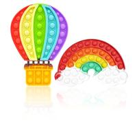 Cuackamily 2Pcs Pop Fidget Toys Set, Poppers Silicone Fidget Jouets Bulles Push Anti-Stress Anxiété Soulagement Jouets Sensoriels à Presser, Push pour Adultes Et Enfants Cadeau d'anniversaire de Noël