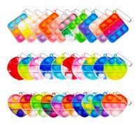 Cuackamily 30PCS Mini Pop and Push It Fidget Jouet Porte-clés, Anti Stress Enfants Pop Fidget Toys, Squeeze Bubble Fidget Bulk Jouet, Poppet Bubble Stress Soulagement pour Enfants Adultes Cadeaux