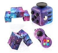 Cuackamily 3PCS Fidget Toys Galaxy Jouet Cube Anti-Stress, Jouet Cube de l'infini, Fidget Pad, Controller Réducteur de Stress Cube Toy, Jouets Sensoriel Décompression du Stress pour Enfants Adultes
