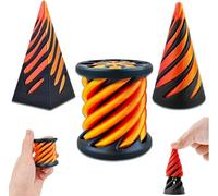 Cuackamily 3PCS Impossible Cone, 3D Imprimé Spiral Cone Fidget Toy, Impossible Pyramid passthrough Sculpture Jouet de Cône en Spirale Objet Anti Stress Relief décorations Bureau Enfants Cadeau Adulte