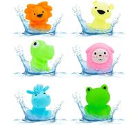 Cuackamily 6 PCS Animaux Marins en Silice pour Jouer dans Le Bain, Jouets de Bain Bébé, Jeux de Bain pour Bebe Enfant 1 2 3 4 Ans Animaux Rigolos Décoration la Baignoire Cadeau d'anniversaire de Noël