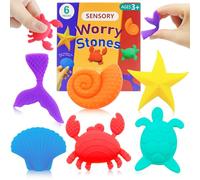 Cuackamily 6PCS Jouets Sensoriels Fidget,Texturées Fidget Toys,Jouets Sensoriel Décompression du Stress Jouet Animaux Marins Jouets Pierre d'inquiétude Douce Cadeaux d'anniversaire pour Enfant Adulte