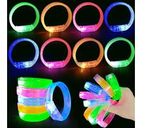 Cuackamily 8PCS LED Bracelet Lumineux Jouet Bracelets Clignotants LED Bracelet Réutilisables Coloré Brille Cadeau Anniversaire pour Enfants Adultes pour la décoration de fête Noël Halloween et disco