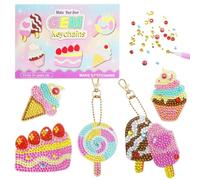 Cuackamily Diamond Painting Keychain Arts Craft Mosaic Kits Toys for Age 7-12 Girls, Gift for 6 7 8 9 10 Year Old Girls, Arts and Crafts for Kid Make Your Own GEM Keychains Cadeau d'anniversaire Noël