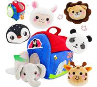 Cuackamily Jouet Bebe 6 Mois, Jouet Peluche Bebe avec 6 Animaux et Miroir, Montessori avec Hochets Jouet Sensoriel Bebe 3 6 9 Mois Peluche Activité Bébé Garçon Fille Cadeau 1-3 Ans Anniversaire Noël