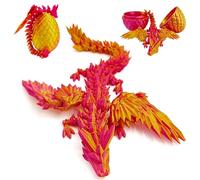 Cuackamily Œuf de Dragon Imprimé en 3D, Dragon Articulé Ailé et Son Oeuf, Figurine de Dragon en Cristal Réaliste Dragon Articulé Décoration D'Intérieur Salon Cadeau d'anniversaire Noël (Orange Rouge)