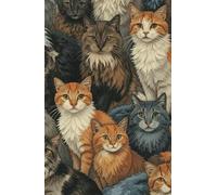 Cuaderno 5.5 x 8.5 pulgadas, lindo cuaderno para mujeres y hombres, cuaderno de tapa dura para trabajo y toma de notas, 130 páginas para escribir, gatos