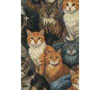 Cuaderno 5.5 x 8.5 pulgadas, lindo cuaderno para mujeres y hombres, cuaderno de tapa dura para trabajo y toma de notas, 130 páginas para escribir, gatos