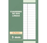 Cuaderno de Dos Líneas de Pauta 3 mm: Libreta A4 2 Rayas con Margen, 50 Hojas de Doble Línea para Escritura