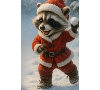 Cuaderno de Invierno: Idea de Regalo: Cuaderno de Mapaches con Guerra de Bolas de Nieve, Papel Cuadriculado