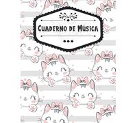 Cuaderno De Música: Cuaderno De Pentagramas, Libro De Partituras Con Pentagramas Para Composición Musical, Regalo Para Amantes De La Música Y Amantes De Los Gatos, 100 Páginas, Formato A4 Grande (21,5
