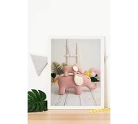 Cuadro infantil fotografia familia elefantes rosa