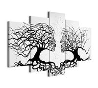 Cuadros B&D XXL - Tableau décoratif abstrait 200x100 cm - Impression sur toile en noir et blanc - Décoration murale - Abstraction arbres amour moderne couple romantique baiser a-A-0104-b-m