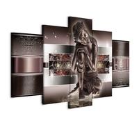 Cuadros B&D XXL - Tableau décoratif moderne 200x100 cm - Impression sur toile - Décoration murale pour salon et chambre - Asie bouddha bouddhisme rouge feng shui orient figures zen 020113-290