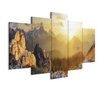 Cuadros B&D XXL - Tableau décoratif paysage 200x100 cm - Impression sur toile colorée - Décoration murale pour salon et chambre - Montagnes paysage nature paysage soleil lever du soleil c-B-0056-b-m