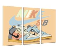 Cuadros Cámara Lot de 3 tableaux décoratifs muraux, décoration moderne, salon, chambre à coucher, impression sur bois avec crochets, chaussures Nike SB Skateboard (97 x 62 cm)
