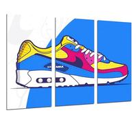 Cuadros Cámara Lot de 3 tableaux décoratifs muraux modernes pour salon, chambre à coucher, chambre à coucher, impression sur bois avec crochets Nike Air Max (97 x 62 cm)