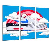 Cuadros Cámara Lot de 3 tableaux décoratifs muraux modernes pour salon, chambre à coucher, chambre à coucher, impression sur bois avec crochets Nike Air Max (97 x 62 cm)