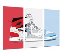 Cuadros Cámara Lot de 3 tableaux décoratifs muraux modernes pour salon, chambre à coucher, chambre à coucher, impression sur bois avec crochets Nike Air Jordan (97 x 62 cm)