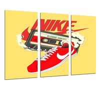 Cuadros Cámara Lot de 3 tableaux décoratifs muraux modernes pour salon, chambre, chambre à coucher, impression sur bois avec crochets, chaussures Nike Cortez (97 x 62 cm)