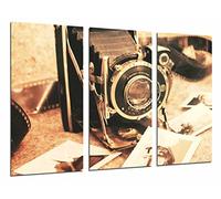 Cuadros Camara Tableau Moderne Photographique, Impression sur Bois, Appareil Photo Vintage, Photographie sépia, 97 x 62 cm, ref. 26621
