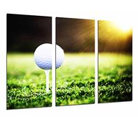 Cuadros Camara Tableau Moderne Photographique, Impression sur Bois, Balle de Golf, pelouse, Coucher de Soleil, 97 x 62 cm, ref. 26704