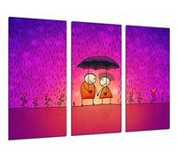 Cuadros Camara Tableau Moderne Photographique, Impression sur bois, Couple sous la pluie, Fond romantique Fuchsia, Rose, 97 x 62 cm, ref. 26932