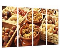Cuadros Camara Tableau Moderne Photographique, Impression sur Bois, Cuisine Comestible, Magasin de Fruits secs, cruches et paniers, 131 x 62 cm, ref. 27072