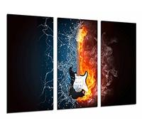 Cuadros Camara Tableau Moderne Photographique, Impression sur Bois, Guitare électrique pour feu et Eau, Fender Stratocaster, 97 x 62 cm, ref. 26751
