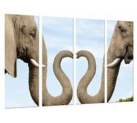 Cuadros Camara Tableau Moderne Photographique, Impression sur Bois, Original Animal, Couple d'éléphants, Cornes de Coeur, 131 x 62 cm, ref. 26877