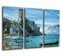 Cuadros Camara Tableau Moderne Photographique, Impression sur Bois, Paysage Lago di Garda Malcesine, 97 x 62 cm, ref. 26045