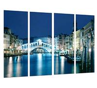 Cuadros Camara Tableau Moderne Photographique, Impression sur Bois, Paysage Venise de Nuit, Italie, Venise Bridge, 131 x 62 cm, ref. 26549
