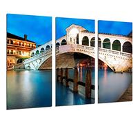 Cuadros Camara Tableau Moderne Photographique, Impression sur Bois, Paysage Venise de Nuit, Italie, Venise Bridge, 97 x 62 cm, ref. 26497