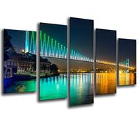 Cuadros Camara Tableau Moderne Photographique, Impression sur Bois, Pont de Nuit d'Istanbul, 165 x 62 cm, ref. 26323