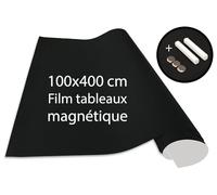 Cuadros Lifestyle Film tableau magnétique 100 x 400 cm - Magnétique et autocollant - En vinyle - Avec craie et aimants en néodyme - 100 x 400 cm - Noir