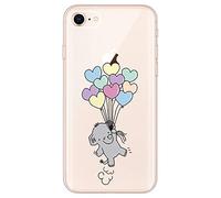CUAgain Coque Compatible avec iPhone SE 2020/iPhone 8/iPhone 7 Transparent Silicone avec Motif Drôle Antichoc Ultra Fine Slim Etui Transparente Bumper Kawaii Case Housse Femme Fille Homme l'éléphant
