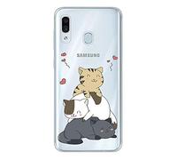 CUAgain Coque Compatible avec Samsung Galaxy A40 2019 Transparent Silicone avec Motif Drôle Antichoc Ultra Fine Slim Etui Transparente Bumper Kawaii Case Housse Femme Fille Homme Chat