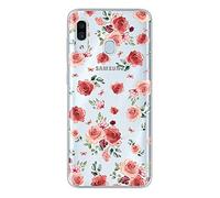 CUAgain Coque Compatible avec Samsung Galaxy A40 2019 Transparent Silicone avec Motif Drôle Antichoc Ultra Fine Slim Etui Transparente Bumper Kawaii Case Housse Femme Fille Homme Fleur
