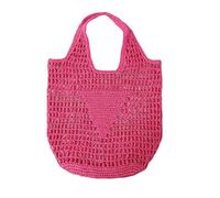 CUAJHNPX Sac Paille Tissé, Fourre-Tout en Maille Paille, Plage, À Bandoulière, Femmes Hobo, Grande Capacité Pliable, pour Les Vacances-Rose Rouge Seule