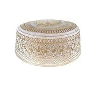 Cuawana Turban en coton brodé pour homme - Chapeau de prière islamique Kufi respirant pour l'Aïd RamadanHijabs - Bonnet tête de mort arabe, jaune, M