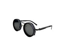 CUAXINHM Lunettes de soleil réglables polarisées arrondies, lunettes de soleil rondes avec ND9 en continu, lunettes réglables pour homme avec protection UV, Lunette épaisse - Pieds épais noirs -