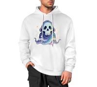 CUAXINHM Sweat à capuche surdimensionné en coton mélangé doux pour homme avec imprimé graphique Halloween fantôme | Pull confortable pour l'hiver, l'automne et une utilisation décontractée, blanc, 4XL